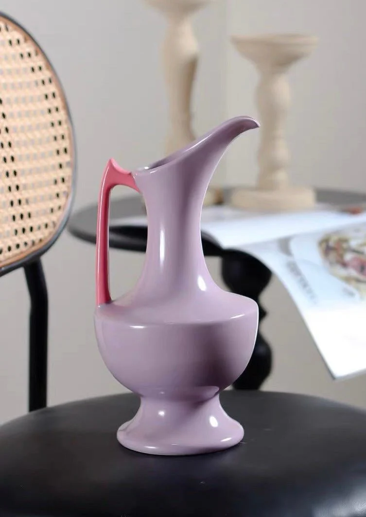 Handmade Medieval Style Ceramic Decorative Flower Vase - Glazed With Dopamine Colors - Image 3