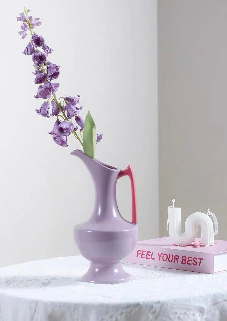 Handmade Medieval Style Ceramic Decorative Flower Vase - Glazed With Dopamine Colors - Image 5