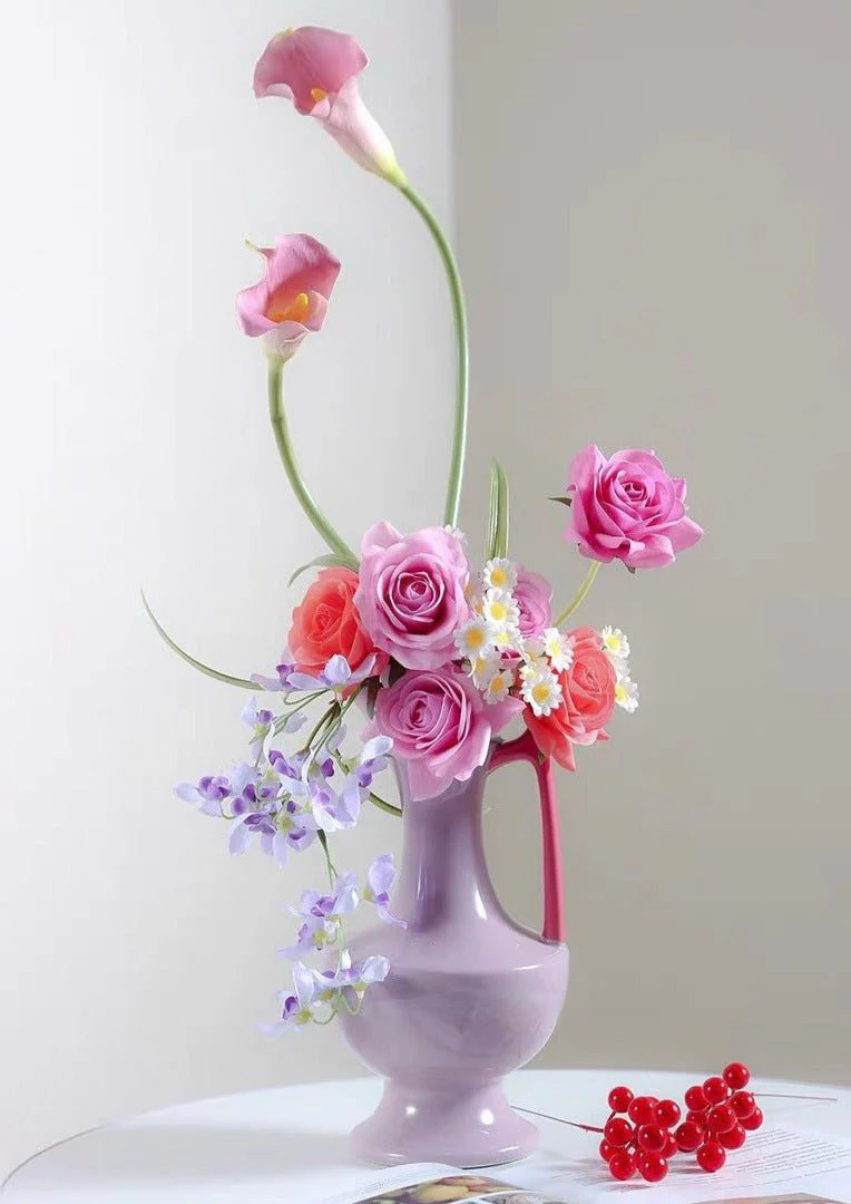 Handmade Medieval Style Ceramic Decorative Flower Vase - Glazed With Dopamine Colors - Image 8