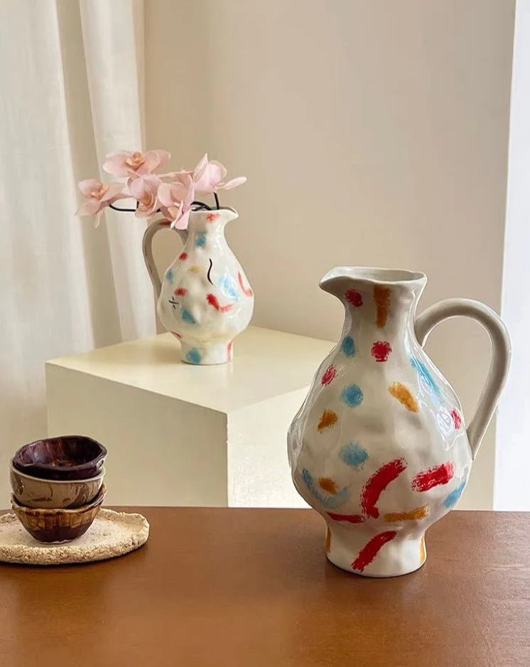 Handmade Nordic Style Pottery Jug Vase - Image 3