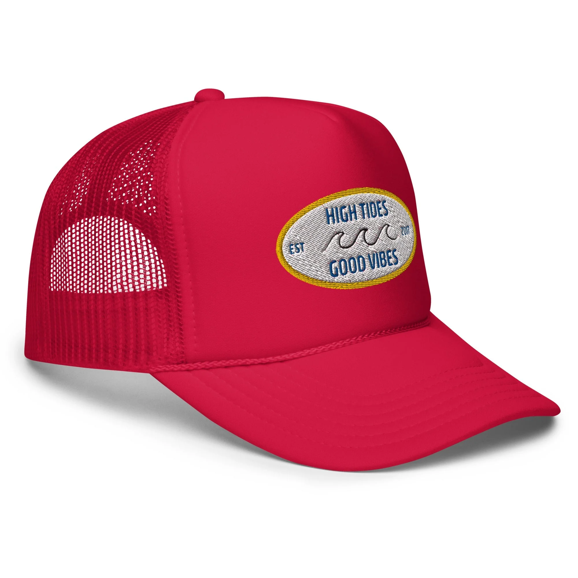 High Tides Good Vibes Foam Trucker Hat - Image 10