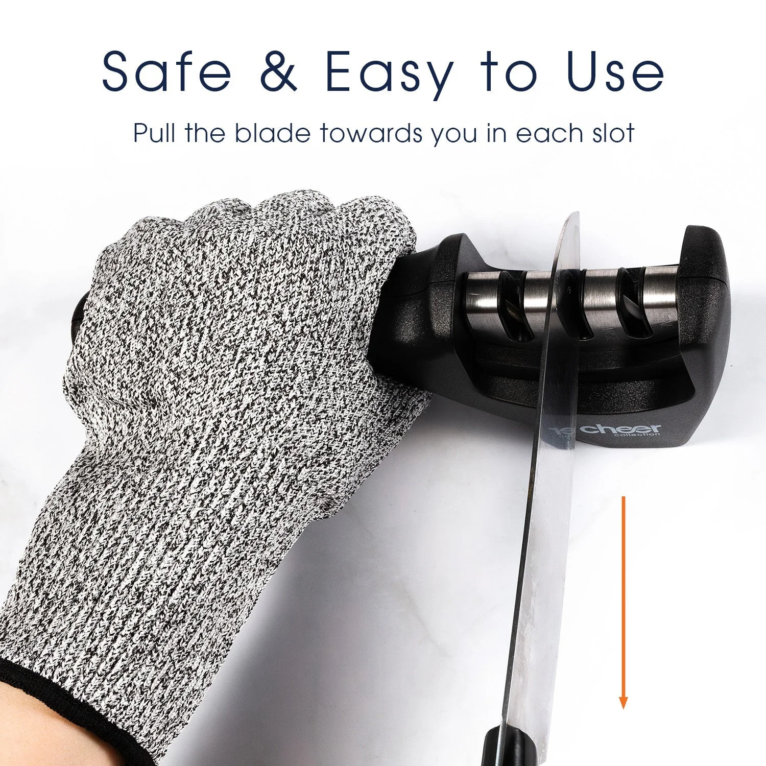 Kitchen Knife Sharpening Tool with Cut-Resistant Glove Included - Image 3