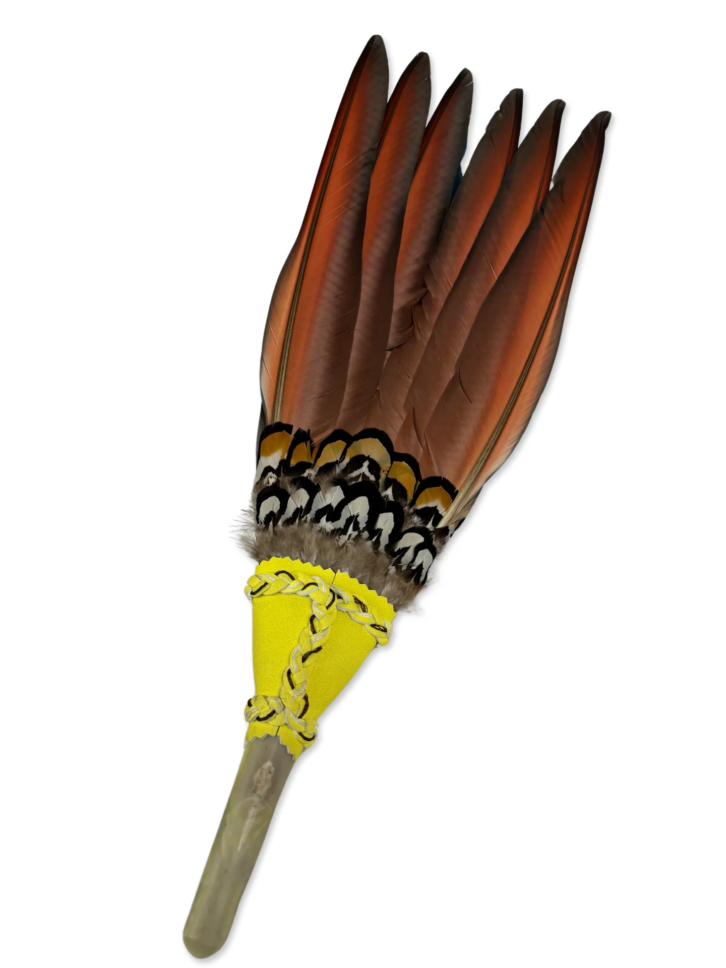 Macaw Smudge Fan with Serpentine Stone Handle - Image 4