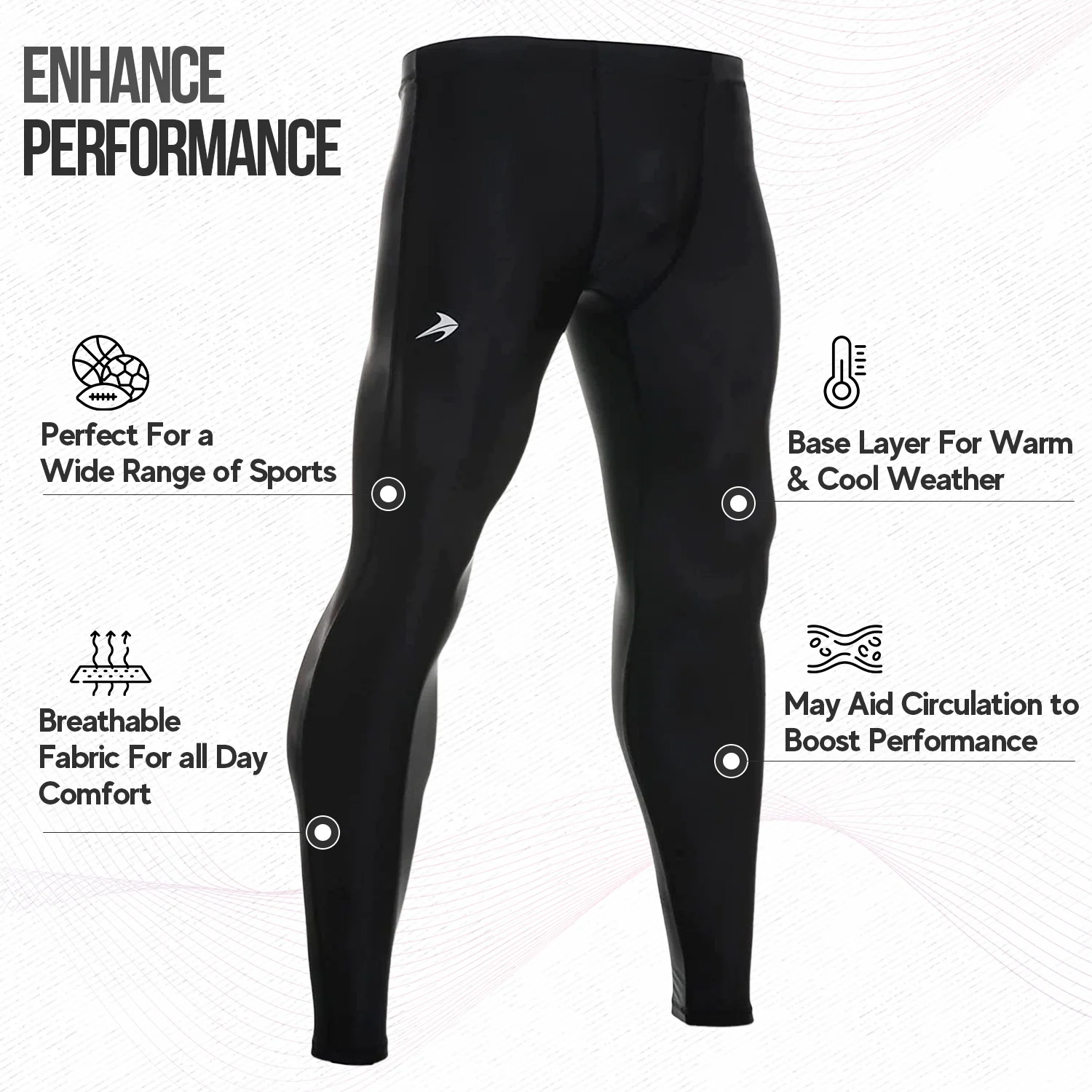 Men's Compression Pants - Black - Image 3