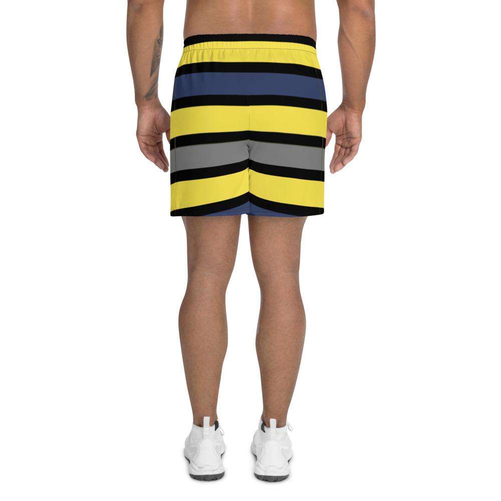 Men's Tropical Dark Blues/Yellow Long Shorts - Image 5
