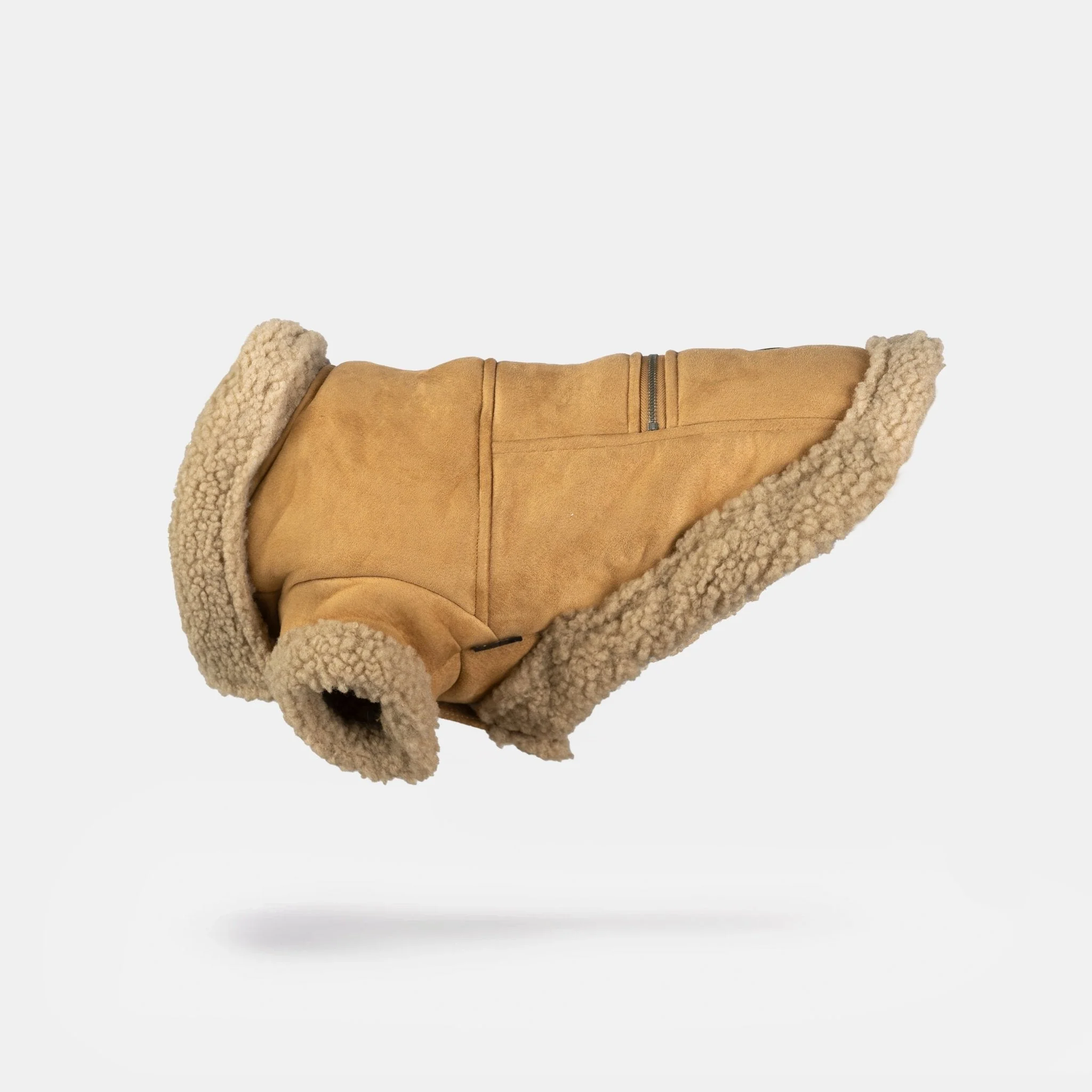 Millie Dog Jacket Vegan Suede with Sherpa Trim & Poop Bag Dispenser - Image 5
