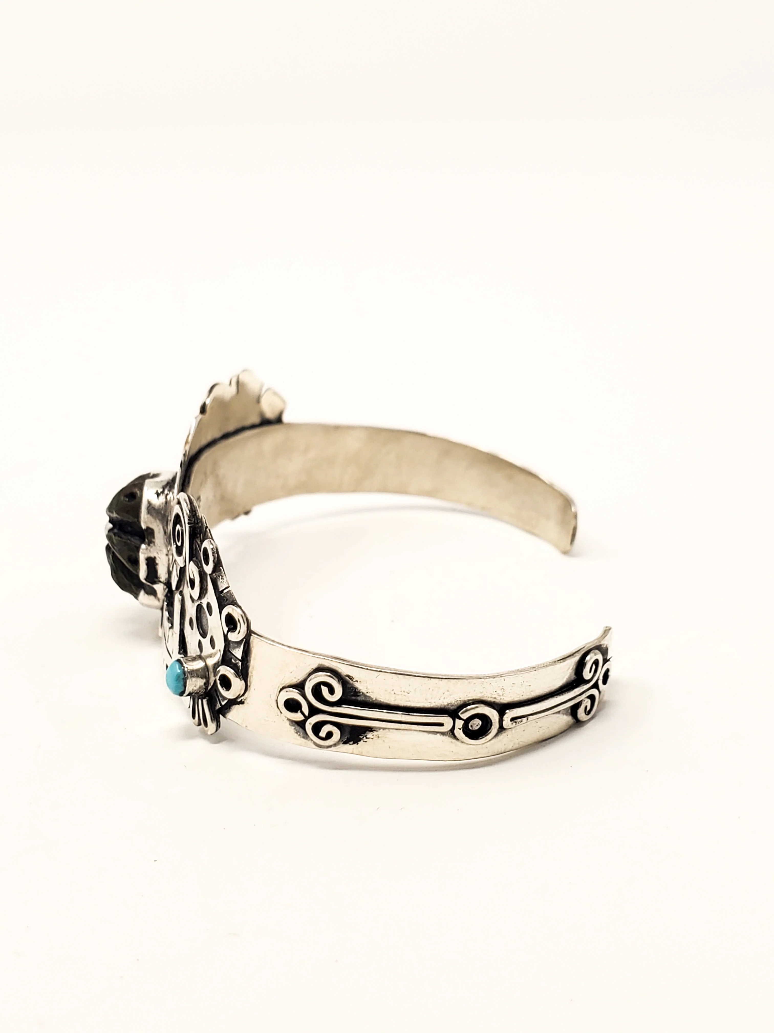 Miquiztli (Skulls) Peyote Silver Bracelet - Image 3