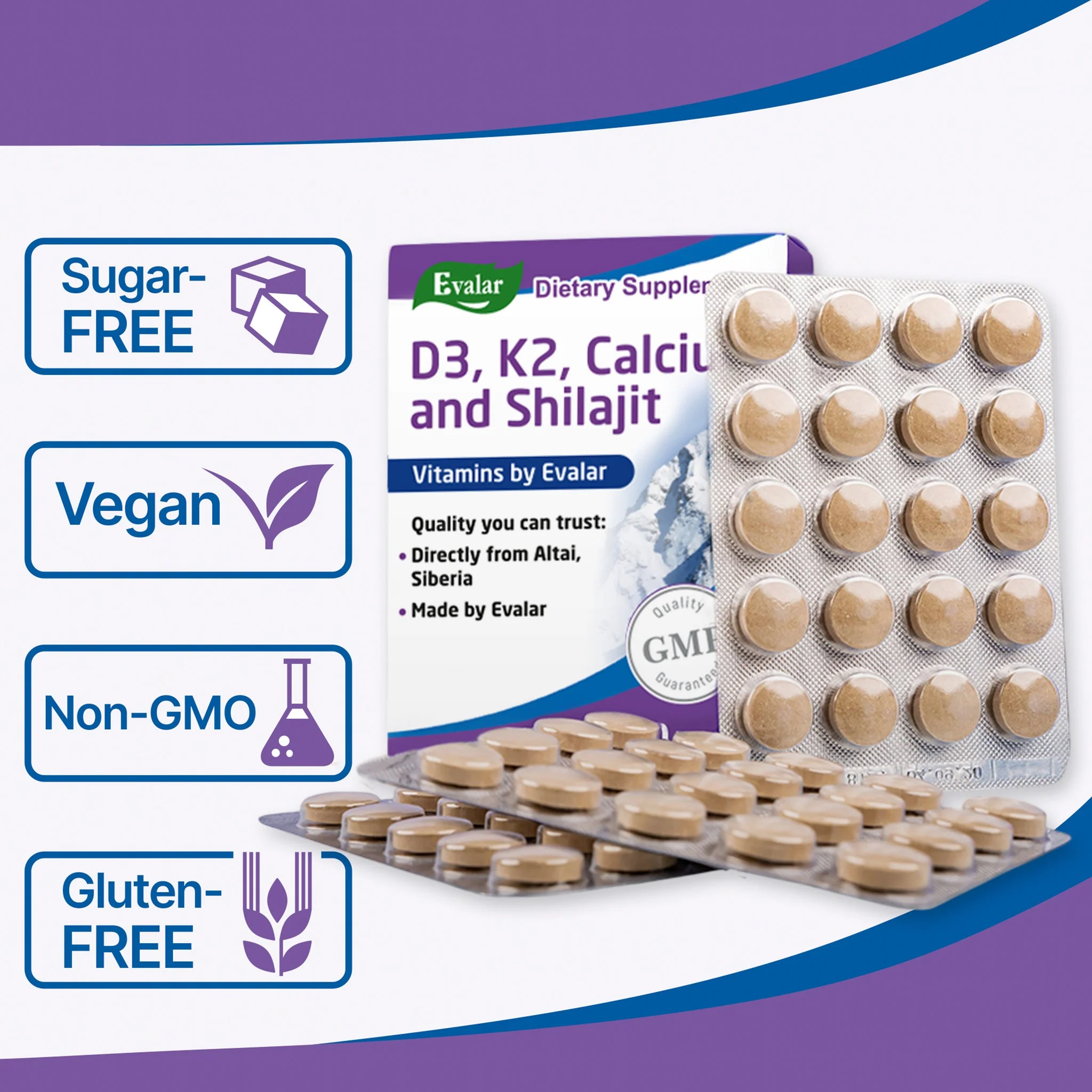 Mountain Calcium with Vitamins D3 + K2 and Shilajit - 80 Tablets | Evalar - Image 12