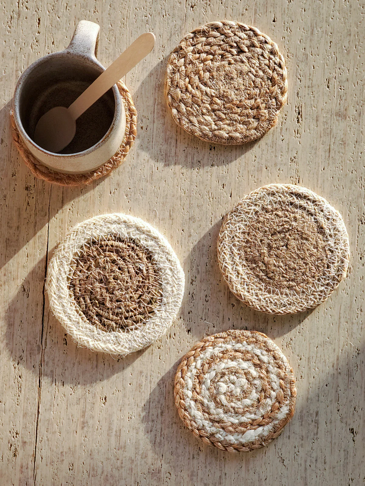 Natural Coaster Gift Set with Heart pouch - Image 2