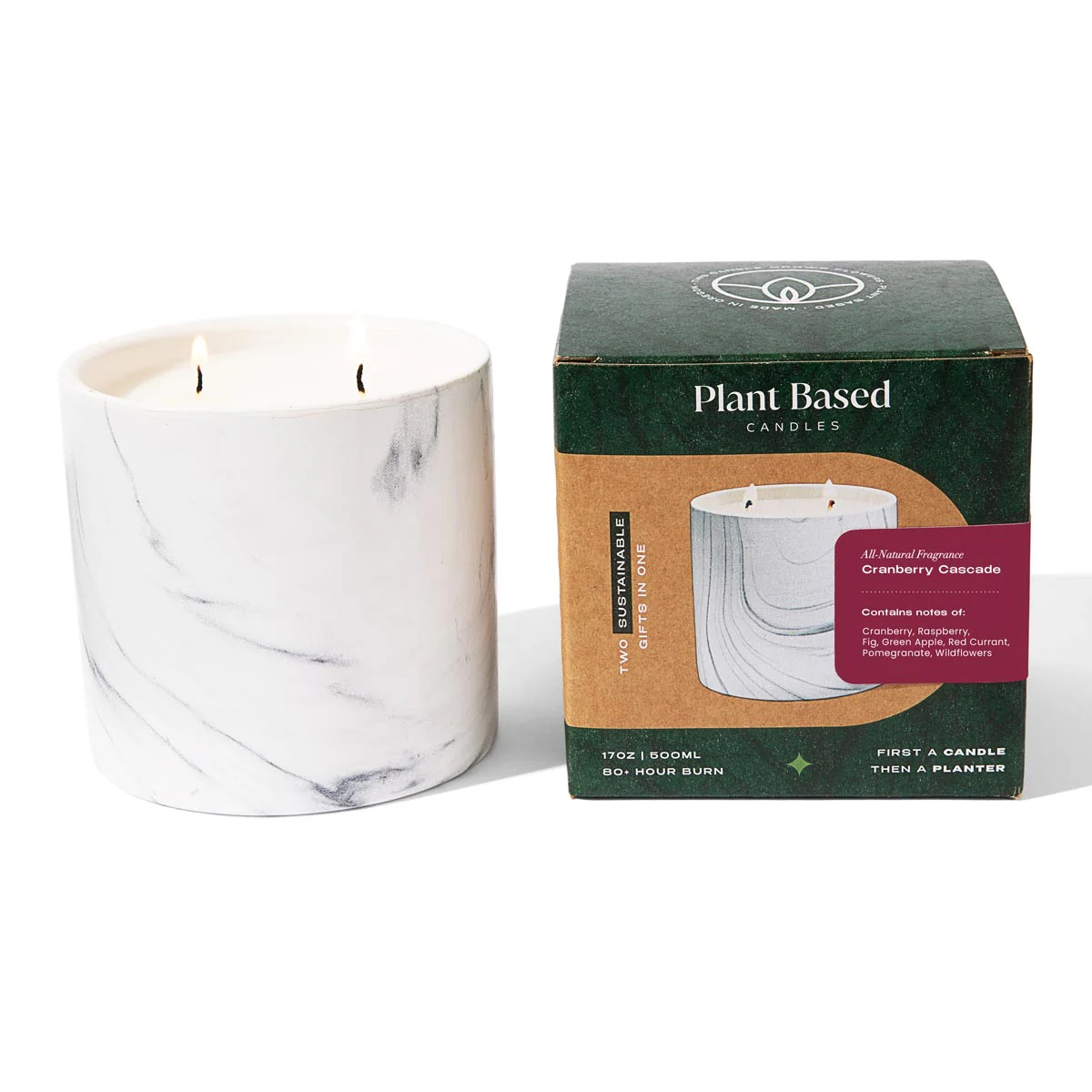 Natural Cranberry Cascade White Marble Candle 17oz - Image 7