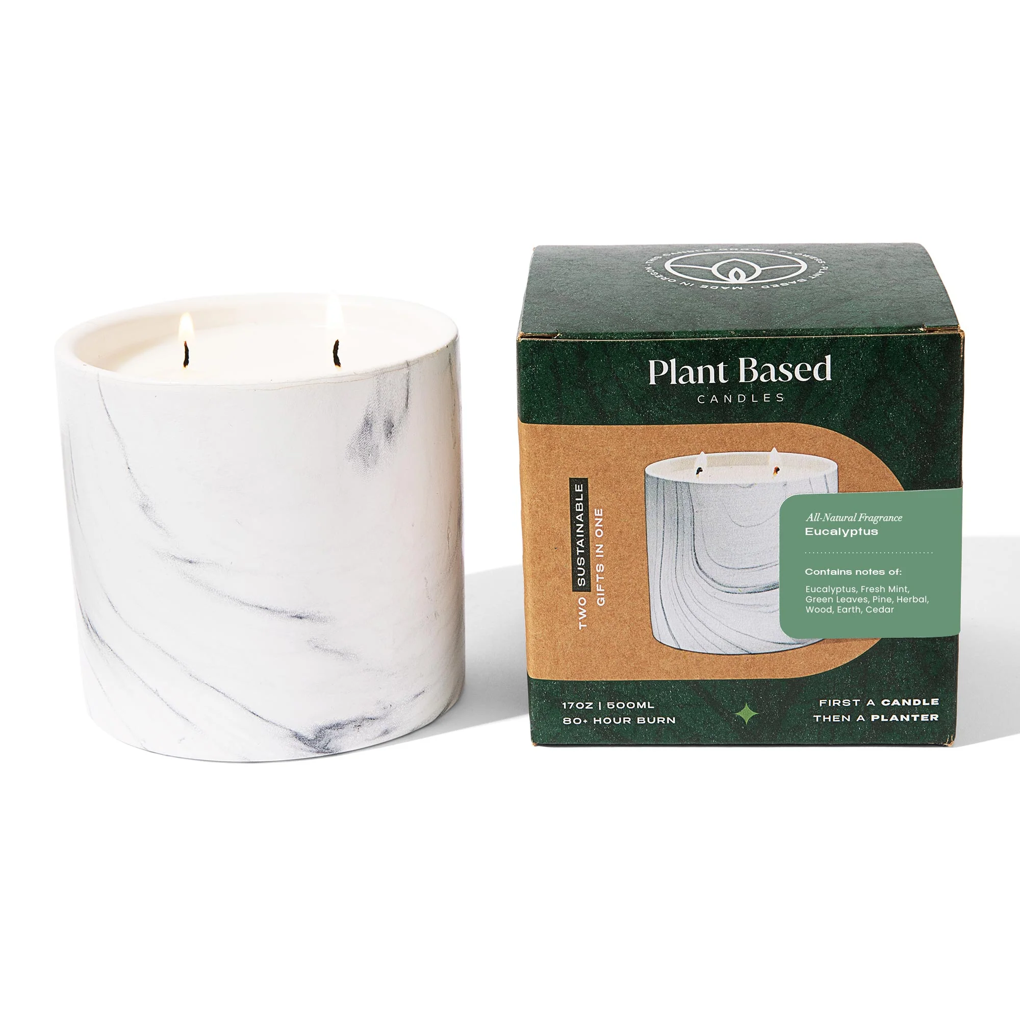 Natural Eucalyptus White Marble Candle 17oz - Image 7