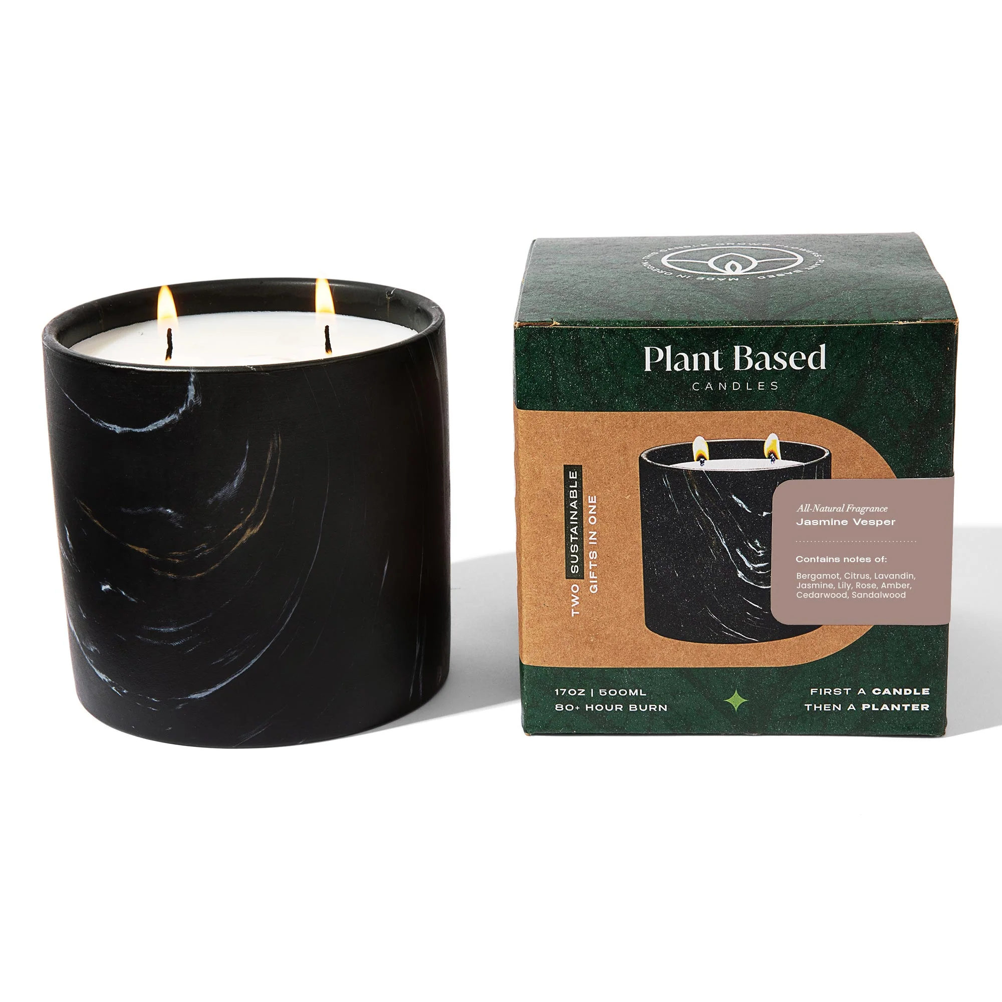 Natural Jasmine Vesper Black Marquina Candle 17oz - Image 7