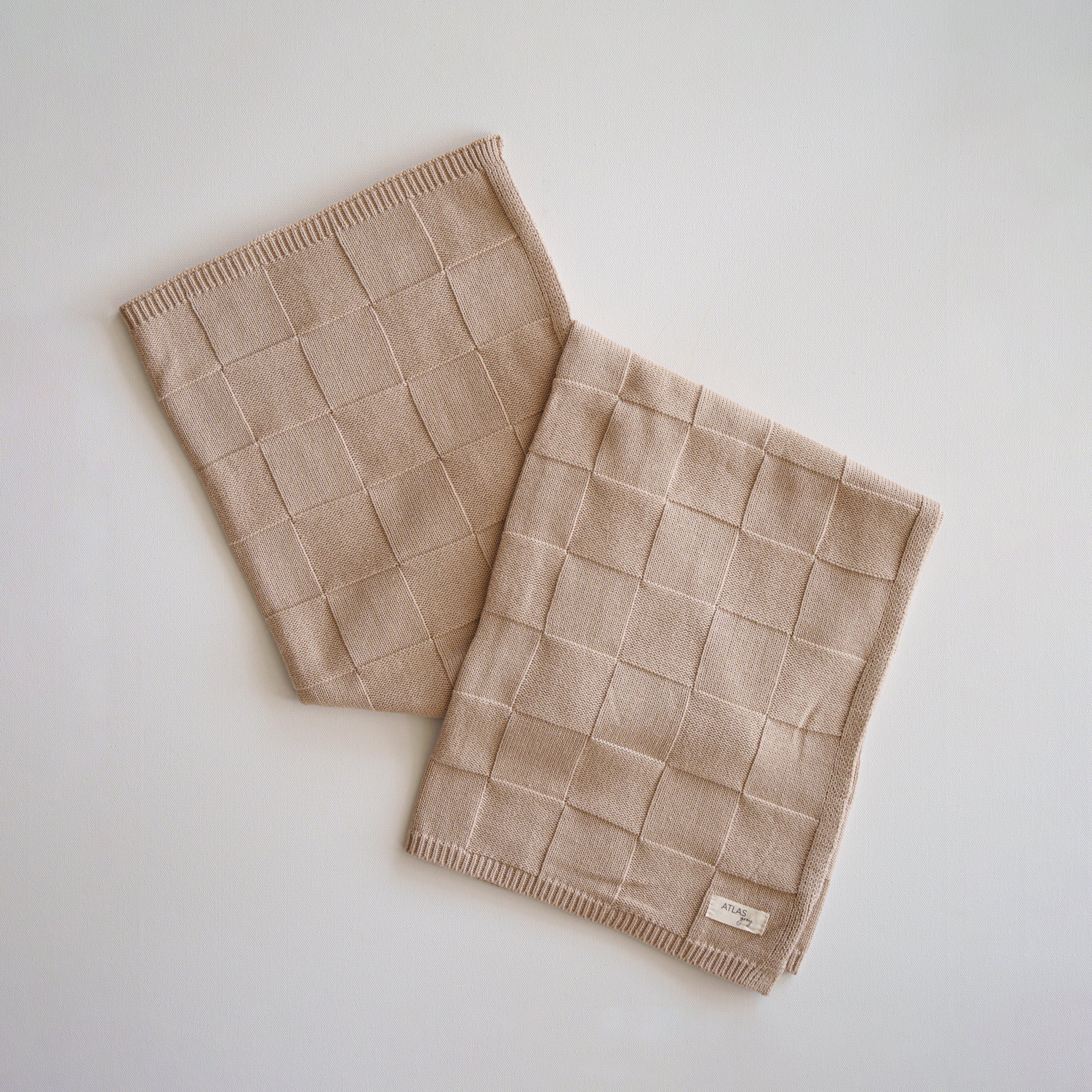 Organic Checkered Knit Blanket - Image 3