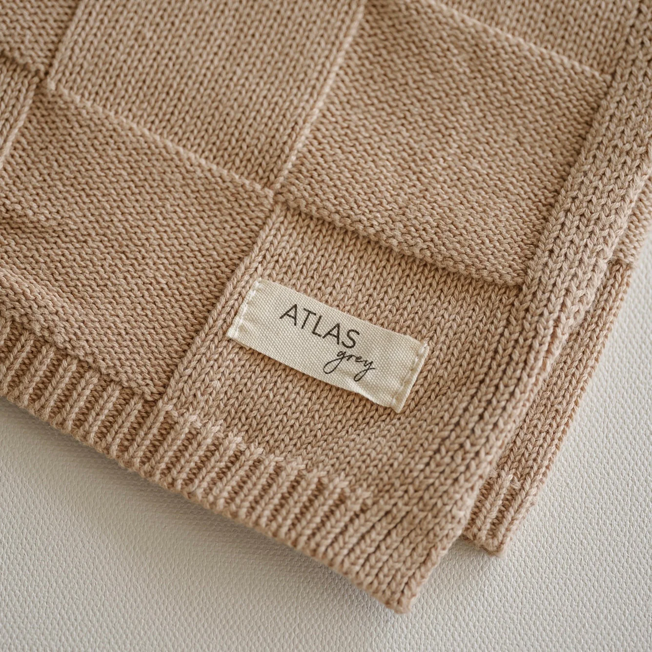 Organic Checkered Knit Blanket - Image 4