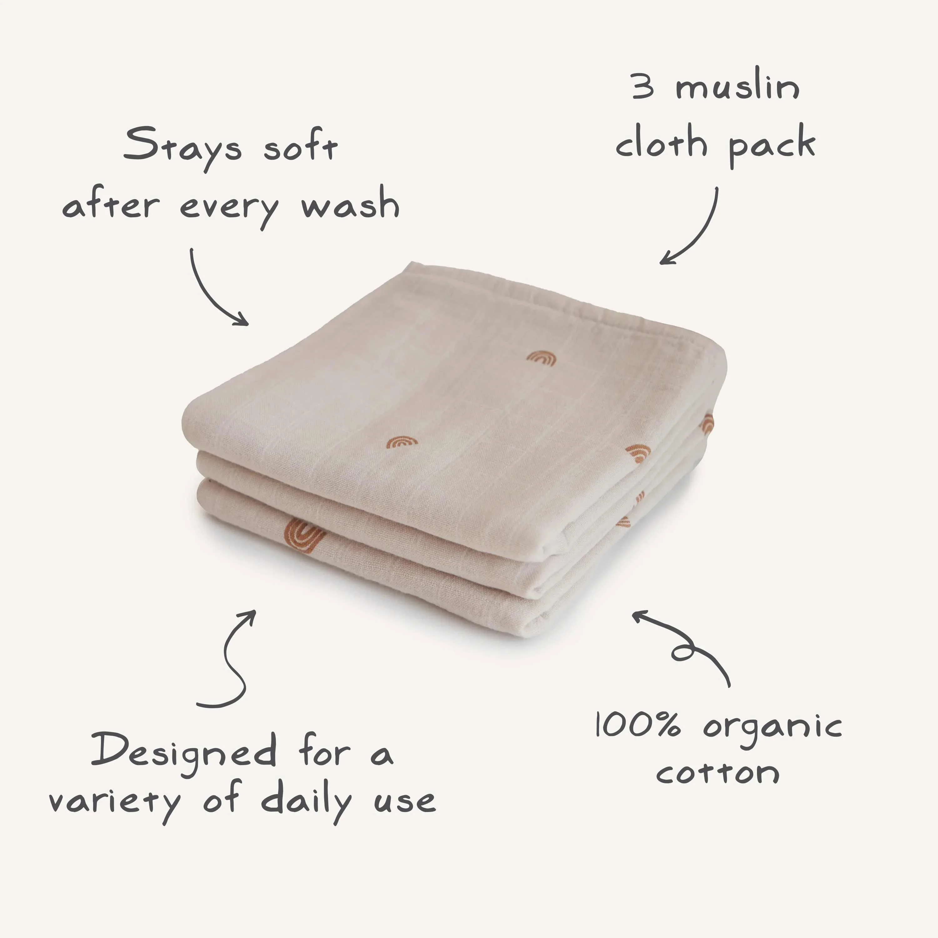 Organic Cotton Muslin Cloths 3-Pack - Image 49