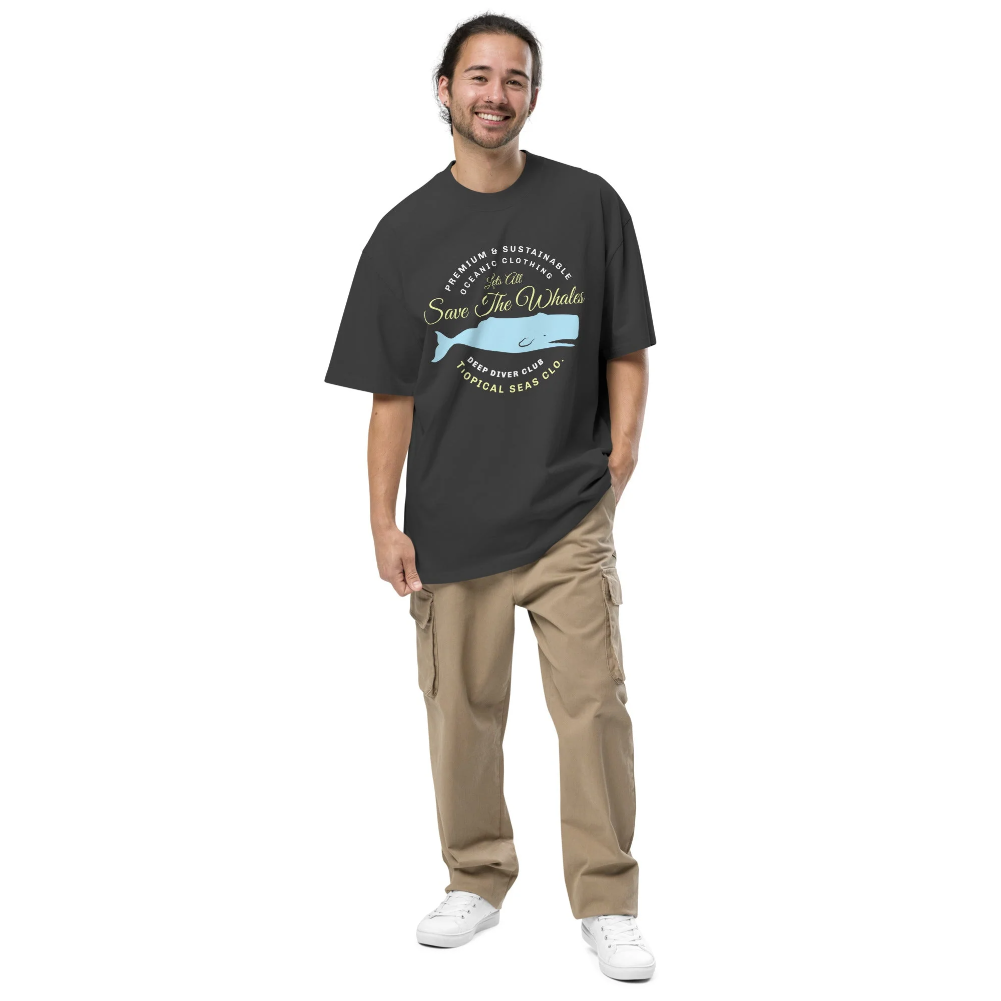 Oversized faded Lets Save the Whales t-shirt - Image 2
