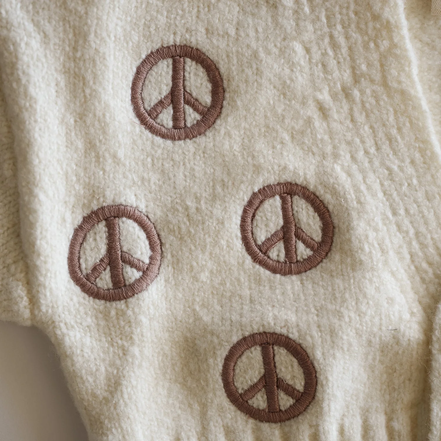 Peace Sign Knit Cropped Cardigan - Image 6