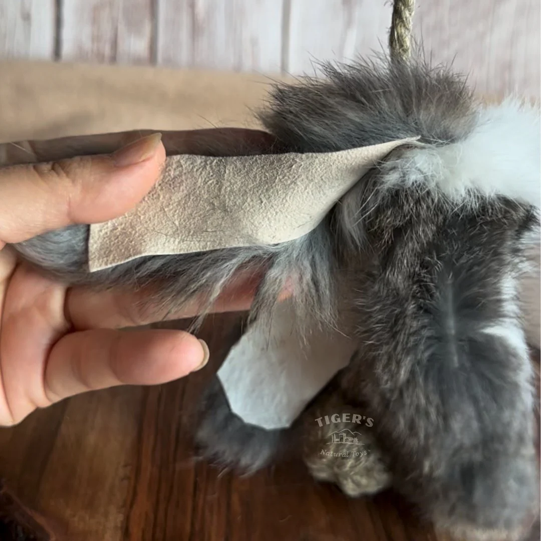 Rabbit Fur Cat Toy with Natural Hemp Rope, Handmade Cat Chase Toy - Image 5