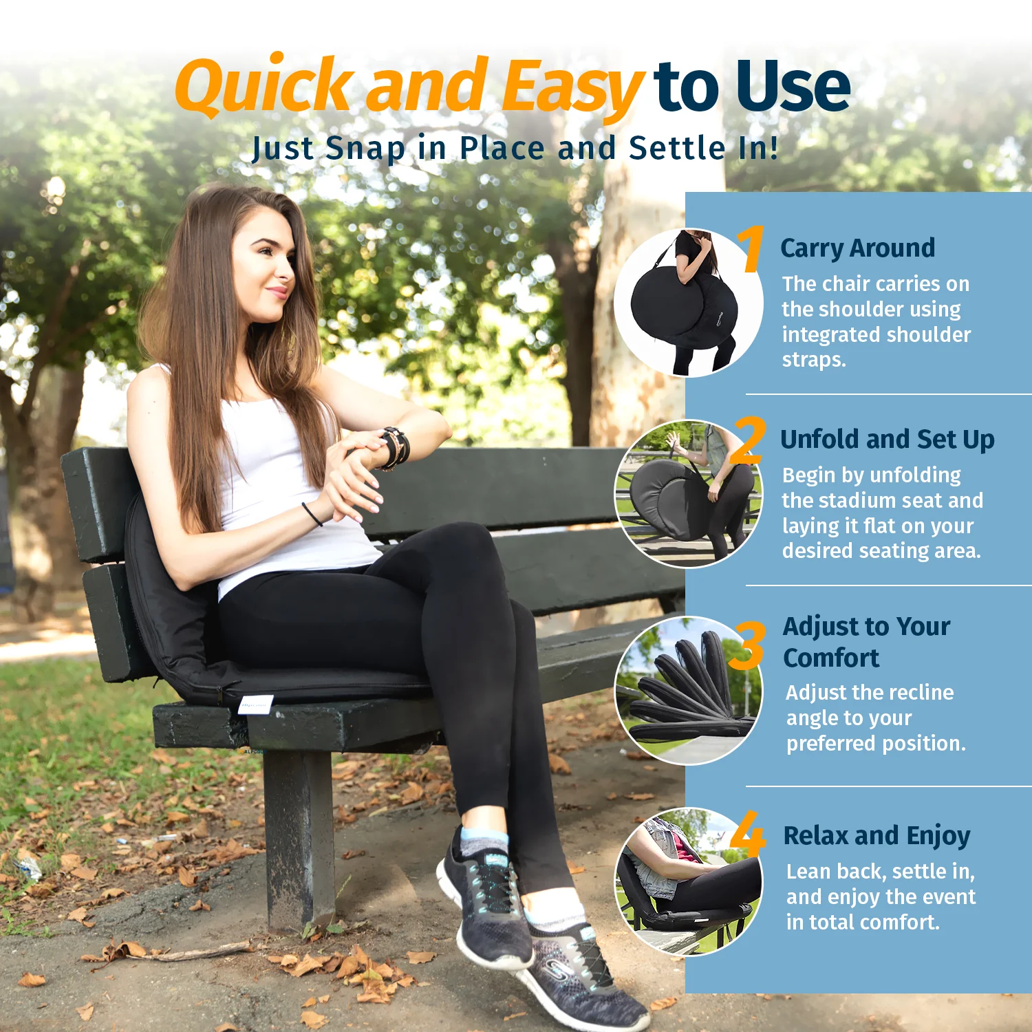 Reclining Stadium Seat with Storage Pocket - Image 2