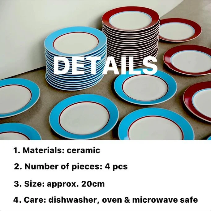 Retro Ceramic Salad Dessert Plate Set of 4 Pcs - Image 14