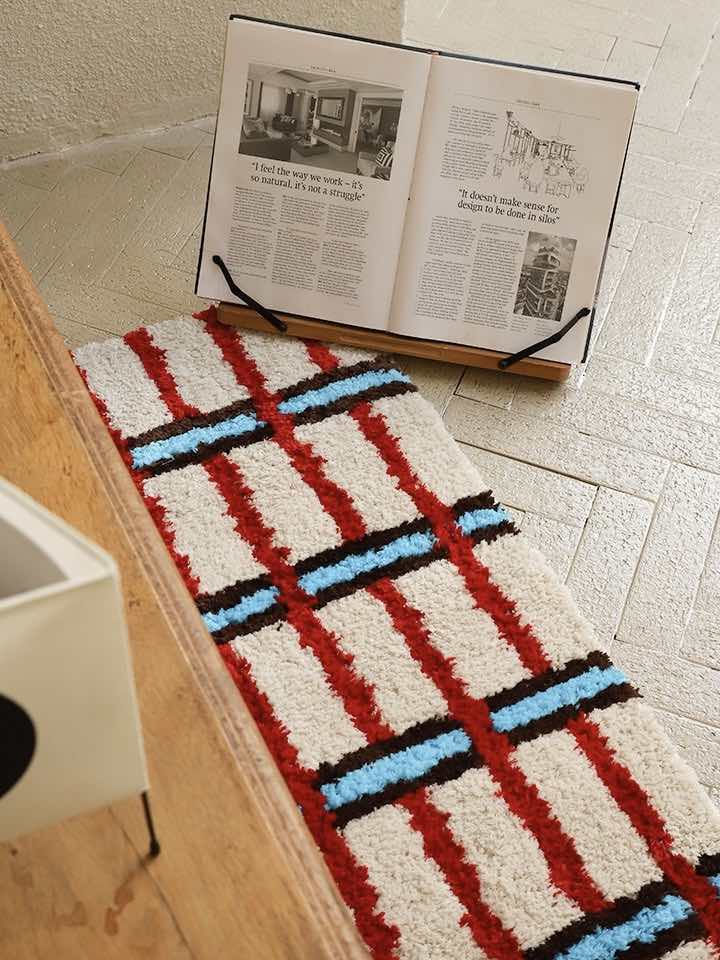Retro Contrast Checker Bedside Tufting Runner Rug - Image 5