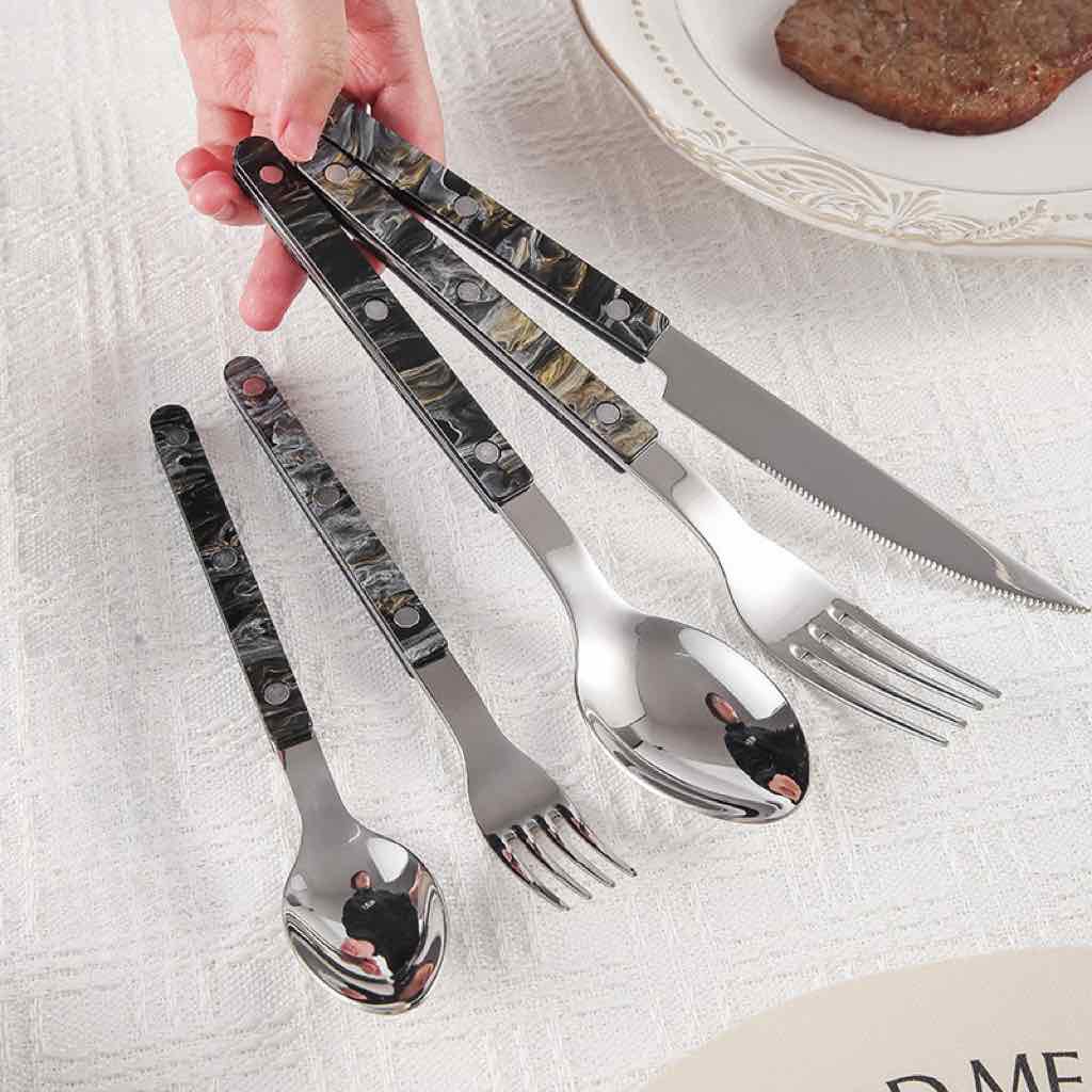 Set Of 10 Pcs Modern Elegant Terra Flatware - Bistrot Style Cutlery Silverware Set - Image 21