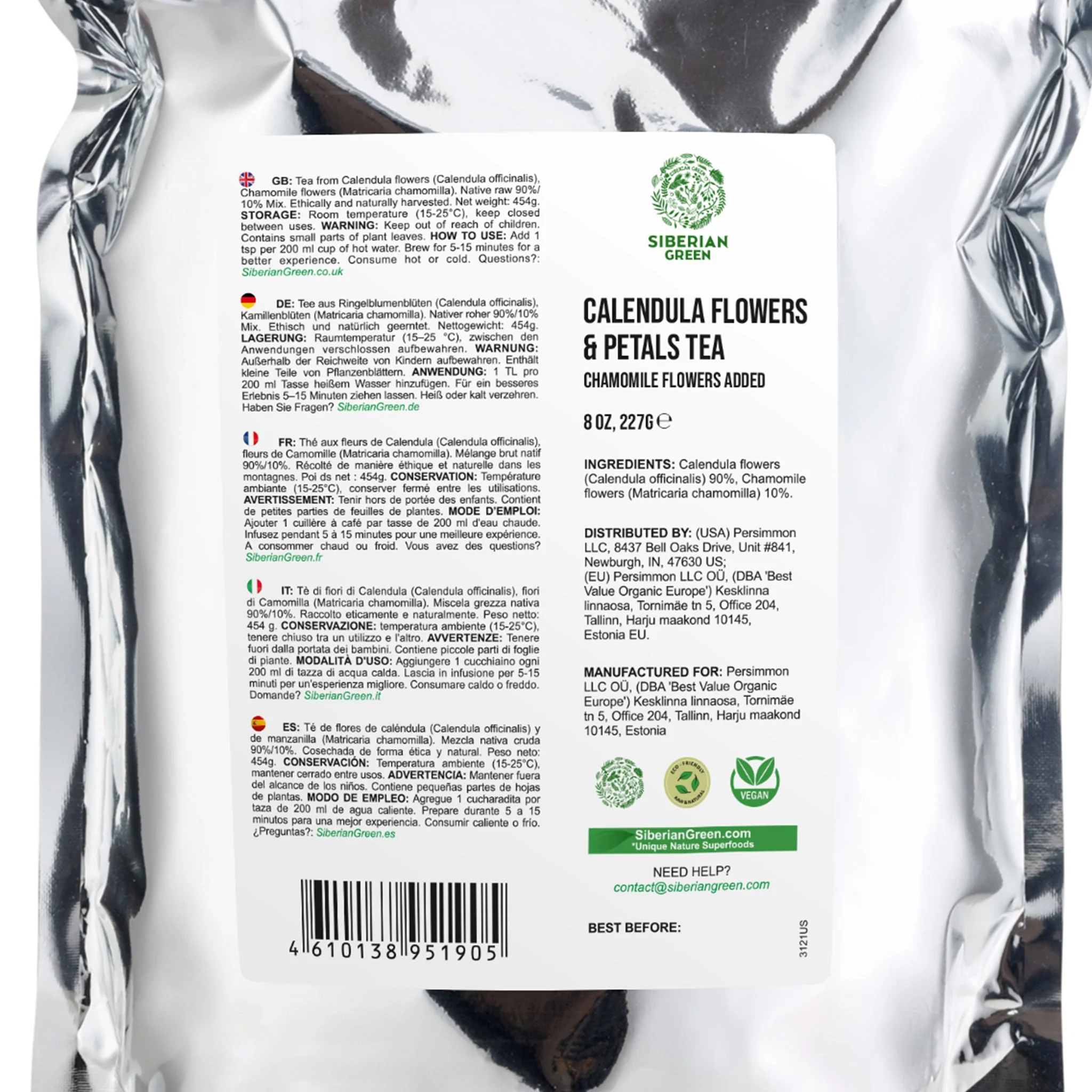 Siberian Green Calendula & Chamomile Tea – Wild Harvested Caffeine-Free (227g / 8 oz) - Image 5