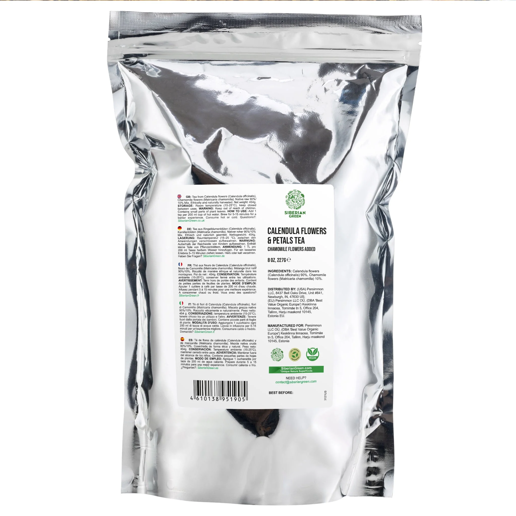 Siberian Green Calendula & Chamomile Tea – Wild Harvested Caffeine-Free (227g / 8 oz) - Image 8