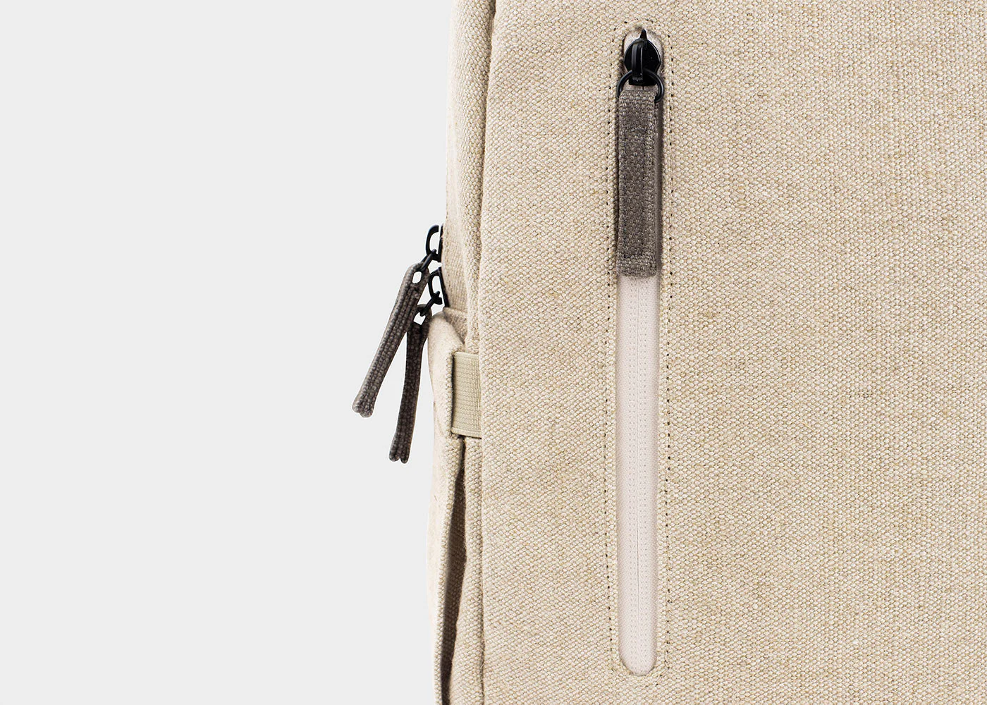 Small Hemp Backpack in Beige and Green - Image 6