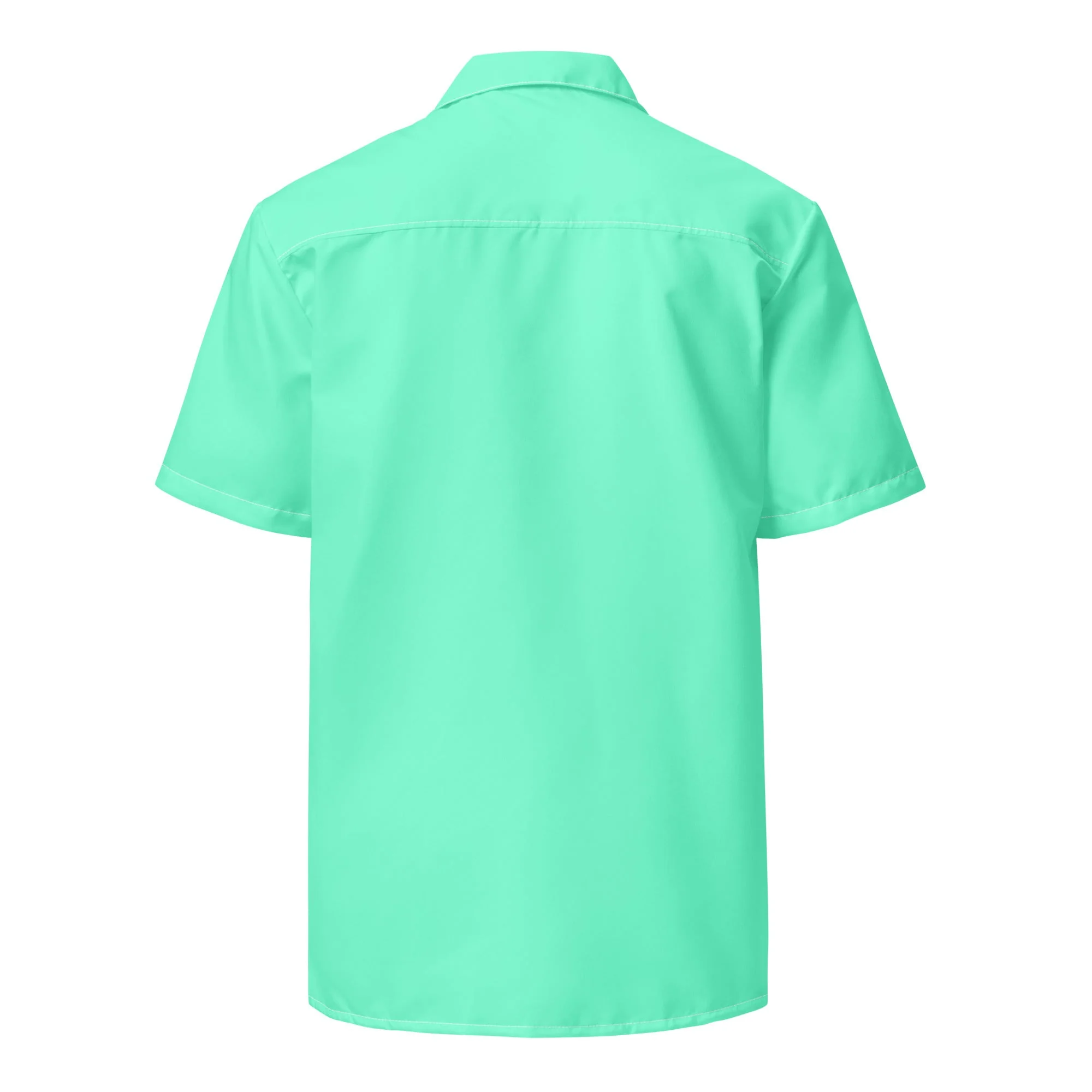 Stylish Aqua Sky Camp Shirt | Recycled Polyester, Solid Button-Down, Gift for Him | Pulls 2 Pounds of Ocean Plastic - Image 5