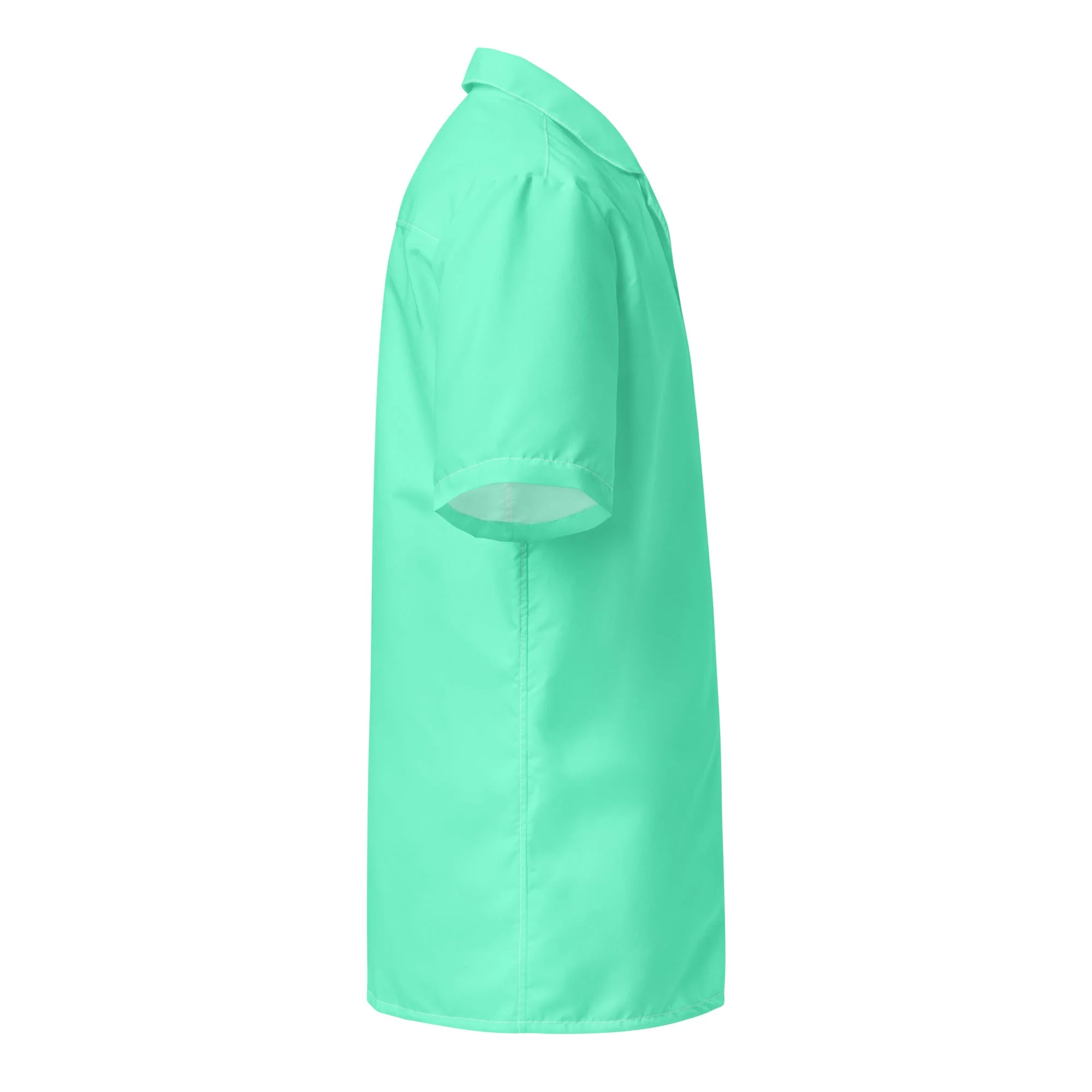 Stylish Aqua Sky Camp Shirt | Recycled Polyester, Solid Button-Down, Gift for Him | Pulls 2 Pounds of Ocean Plastic - Image 6