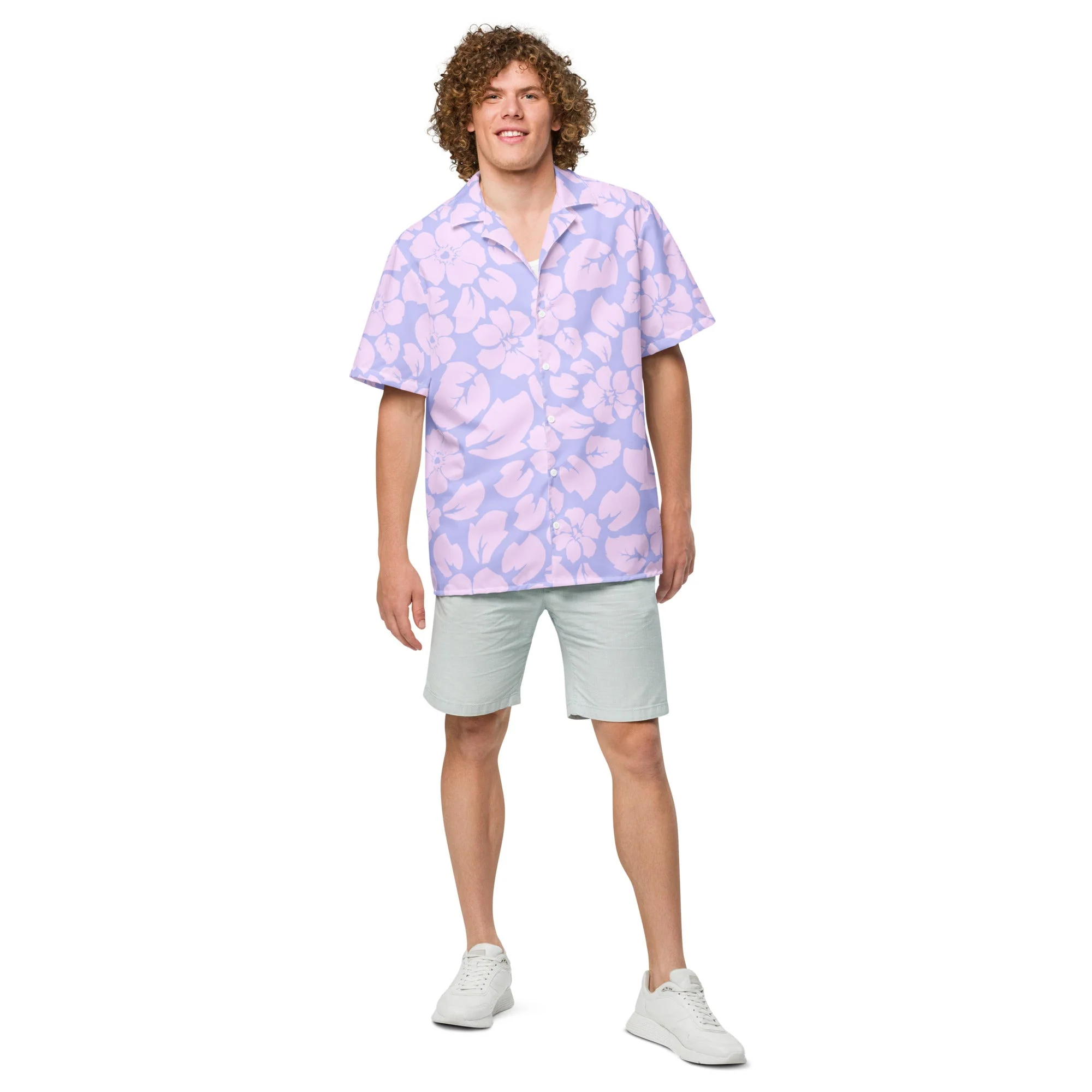 Tropical Purple Jungle Sunset button down hawaiian shirt - Image 3
