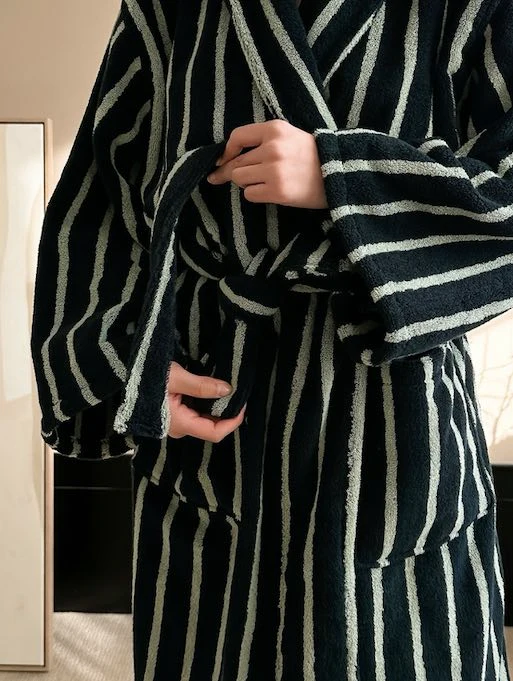Ultra Soft Retro Stripe Bath Robe - 100% Organic Long-stapled Cotton - Image 10
