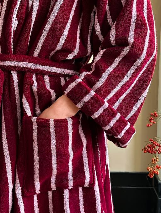 Ultra Soft Retro Stripe Bath Robe - 100% Organic Long-stapled Cotton - Image 12