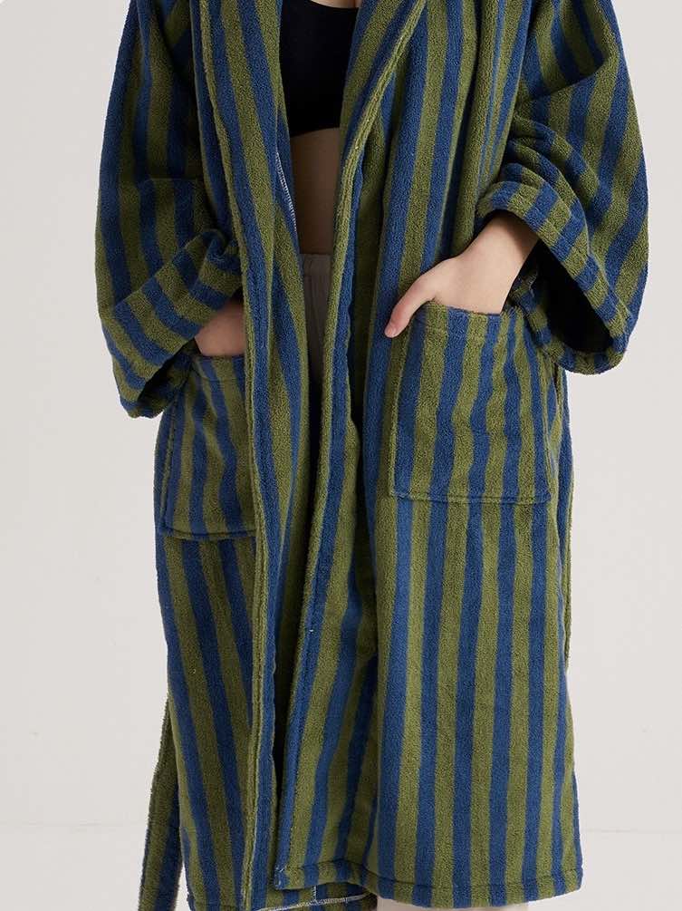 Ultra Soft Retro Stripe Bath Robe - 100% Organic Long-stapled Cotton - Image 13