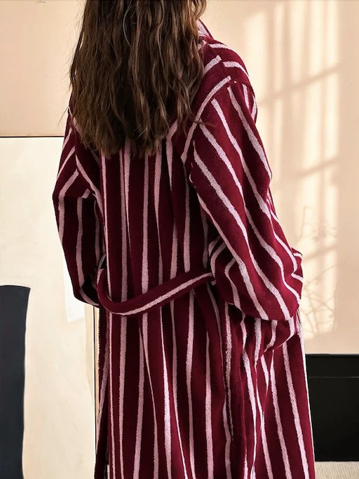 Ultra Soft Retro Stripe Bath Robe - 100% Organic Long-stapled Cotton - Image 8