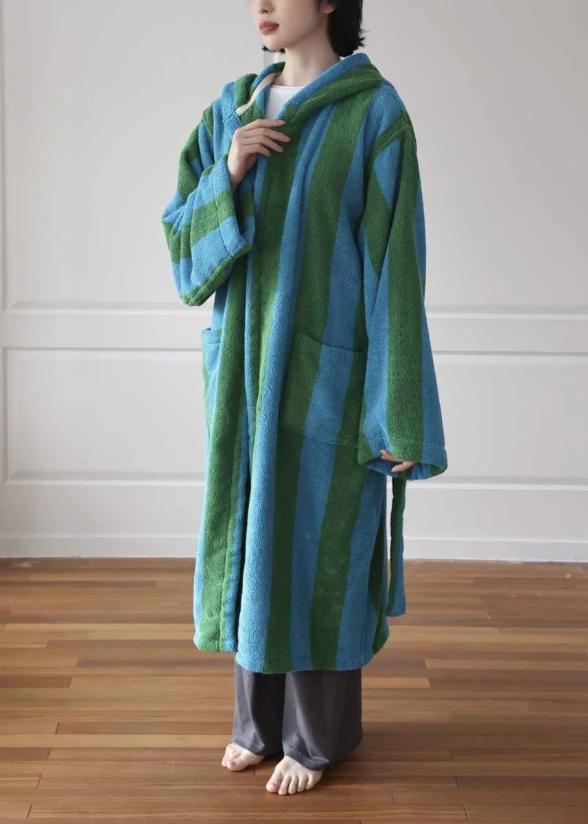 Ultra Soft Retro Whimsical Stripe Bath Robe - 100% Organic Long-stapled Cotton - Image 7