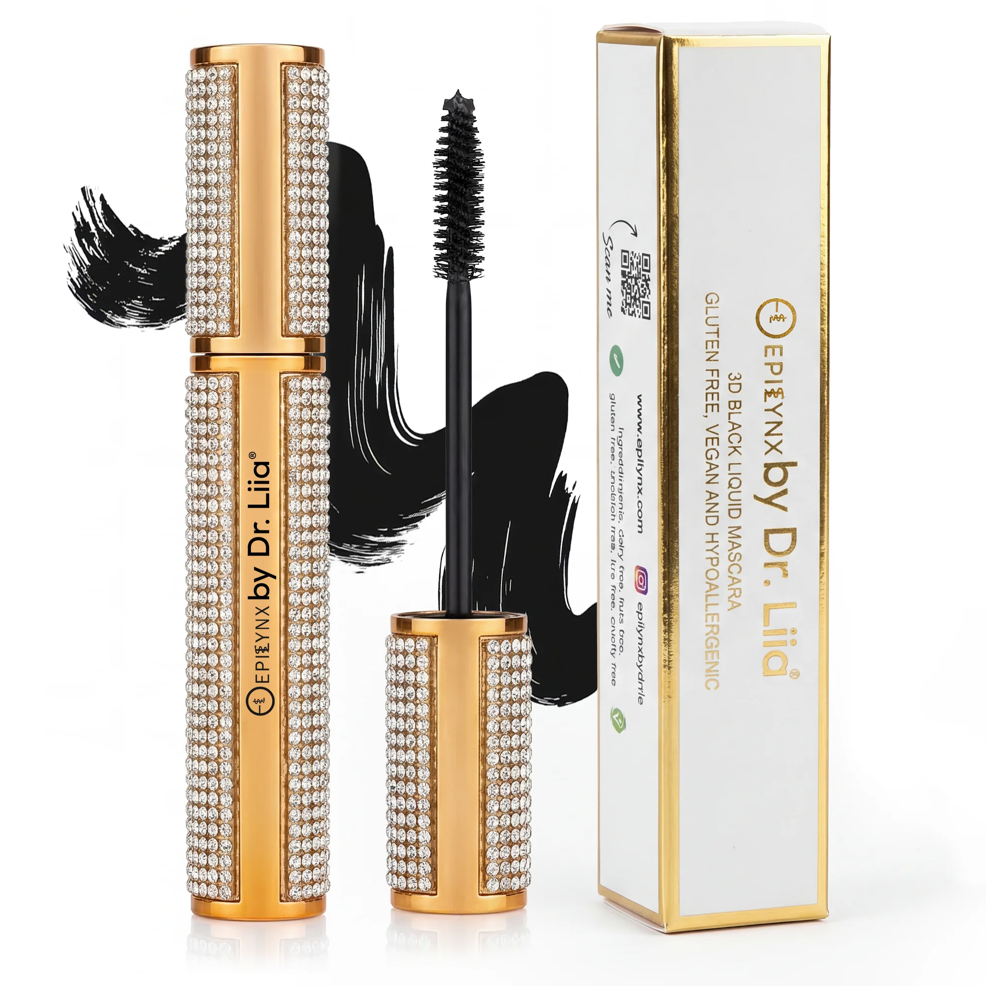 Mega Volume Vegan Mascara Black and Blue – Smudge-Proof with Handmade Diamond Case - Image 6
