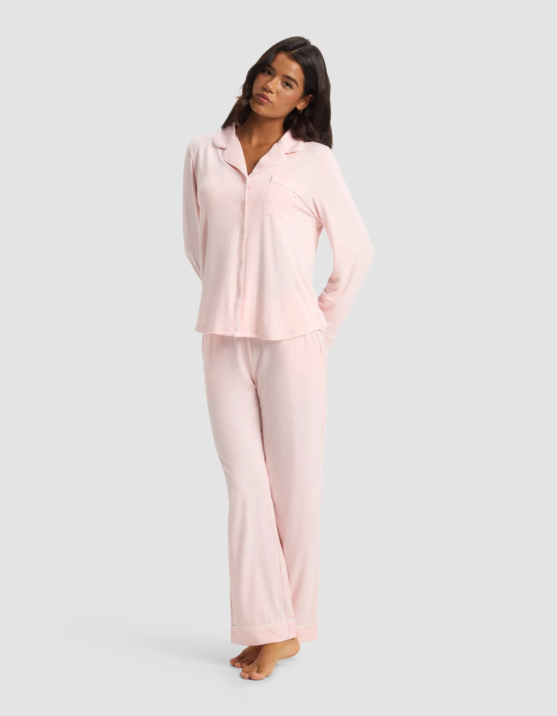Women's Bamboo Stretch-Knit Long Sleeve Pajama Set - Image 2