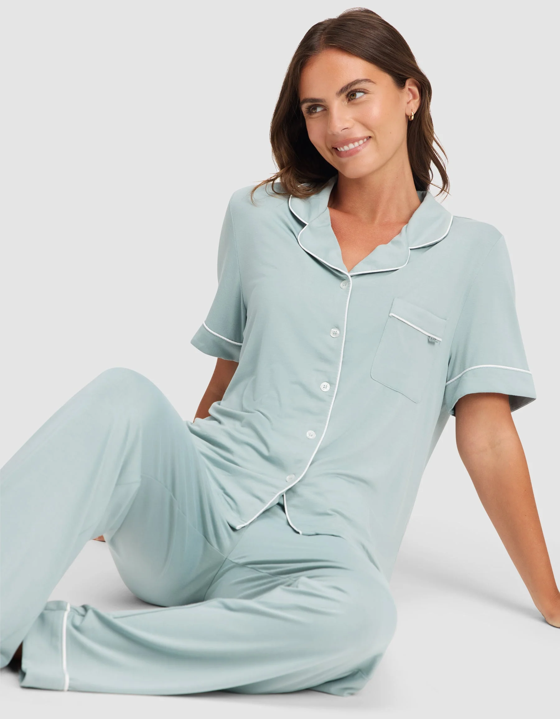 Women's Bamboo Stretch-Knit Short Sleeve & Pant Pajama Set - Image 17
