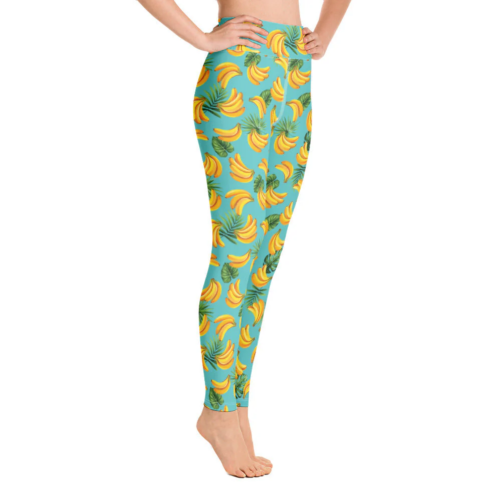 Women's Tropical Banana Mania Yoga Leggings - Image 4