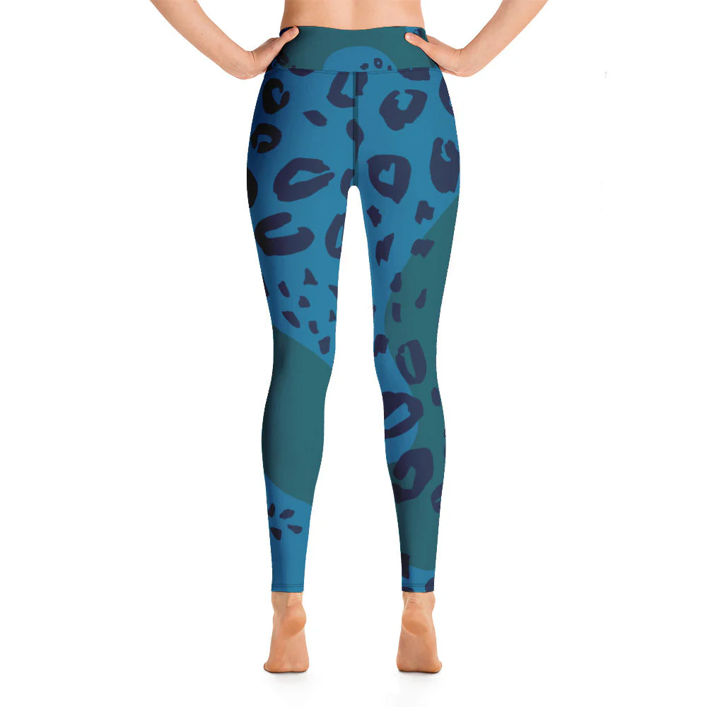 Women's Tropical Leopard Shark Yoga Leggings - Image 5