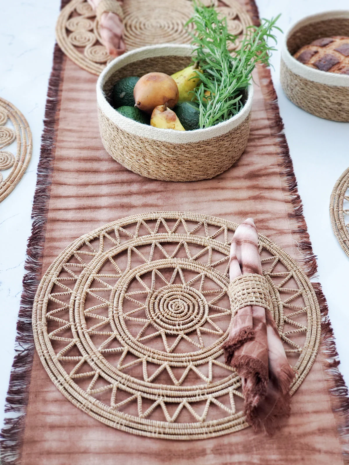 Woven Palm Fiber Napkin Ring - Natural (Set of 4) - Image 3